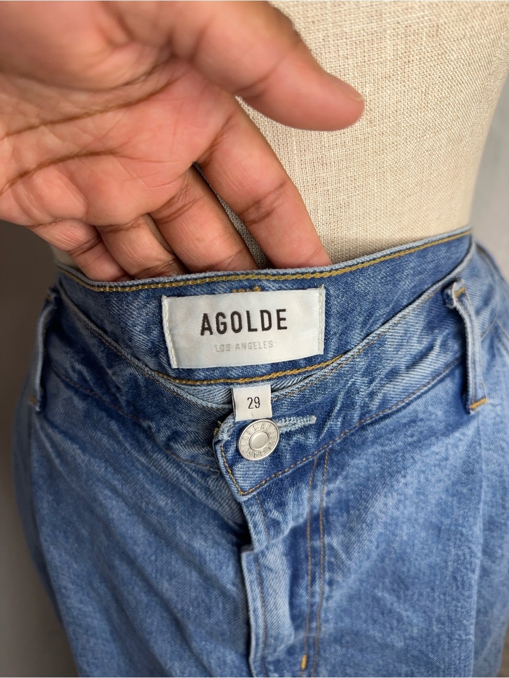 Agolde Wide-Leg High-Rise Blue Denim Jeans - Picture 5 of 8